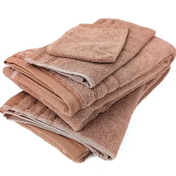 Parure de bain coton 500g/m² 6 pièces VIVID marron Terre-cuite