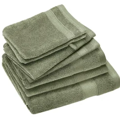 Parure de bain coton 550g/m2 NAÏA par lot de 7 vert Olive