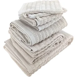 Parure de bain en fils retors pur coton collection SWELL 7 pièces beige