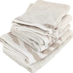 Parure de bain par 4 ZEBRA SOFT uni bord zèbre beige