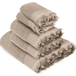 Parure de bain TETHYS 5 pièces micro-coton beige Chanvre