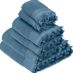 Parure de bain TETHYS 6 pièces micro-coton bleu Orage