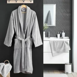 Peignoir Col Chale Tendresse gris perle