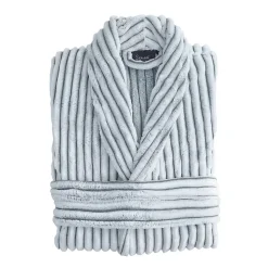 Peignoir polaire homme femme côtelé extra doux Blanc/Lichen XL KASH
