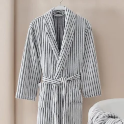 Peignoir polaire homme femme côtelé extra doux Blanc/Anthracite S KASH