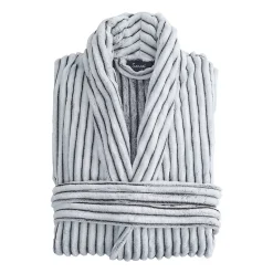 Peignoir polaire homme femme côtelé extra doux Blanc/Anthracite XL KASH