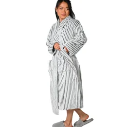 Peignoir polaire homme femme côtelé extra doux Blanc/Anthracite XL KASH