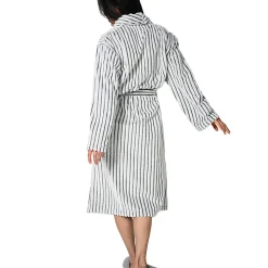 Peignoir polaire homme femme côtelé extra doux Blanc/Anthracite XL KASH