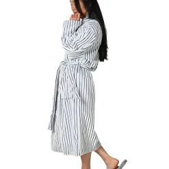 Peignoir polaire homme femme côtelé extra doux Blanc/Denim M KASH