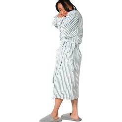 Peignoir polaire homme femme côtelé extra doux Blanc/Lichen M KASH
