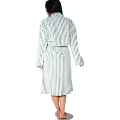 Peignoir polaire homme femme côtelé extra doux Blanc/Lichen XXL KASH