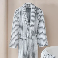 Peignoir polaire homme femme côtelé extra doux Blanc/Lichen L KASH