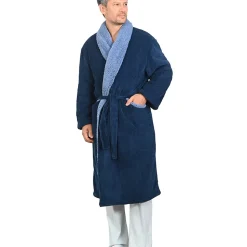 Peignoir polaire mixte côtelé ultra chaud Denim M NOTTING HILL