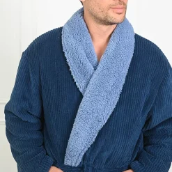Peignoir polaire mixte côtelé ultra chaud Denim XL NOTTING HILL