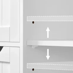 Petit meuble de rangement 1 porte et 3 tiroirs blanc - L60 cm