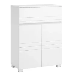 Petit meuble de rangement 1 tiroir et 2 portes blanc laqué - H80 cm