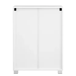 Petit meuble de rangement 1 tiroir et 2 portes blanc laqué - H80 cm
