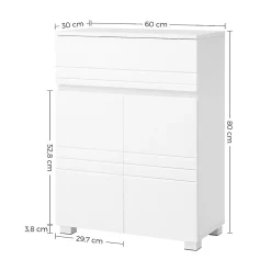 Petit meuble de rangement 1 tiroir et 2 portes blanc laqué - H80 cm