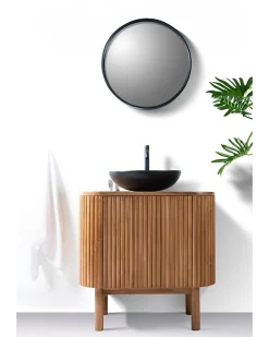 Petit meuble salle de bain en bois de teck 1 porte - Uniqka