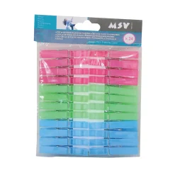 Pince à linge MSV en plastique multicolore vendue par 24 pièces