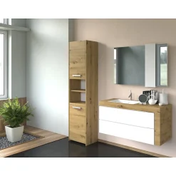 PISA - Armoire colonne de salle de bains - 170x40x30cm - Meuble colonne de rangement salle de bain