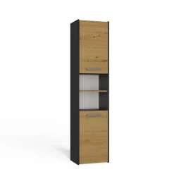 PISA - Armoire de salle de bains style moderne -170x40x30cm - Meuble colonne de rangement SDB