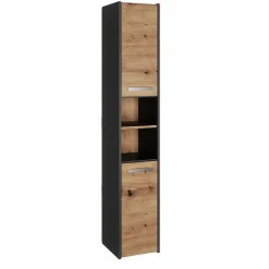 PISA - Armoire de salle de bains - 170x30x30 cm - Colonne de rangement SDB - Aspect bois
