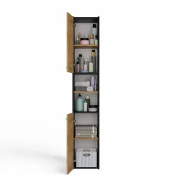 PISA - Armoire de salle de bains - 170x30x30 cm - Colonne de rangement SDB - Aspect bois