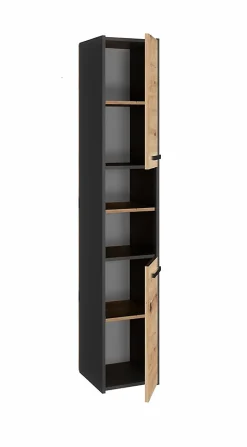 PISA - Armoire de salle de bains - 170x30x30 cm - Colonne de rangement SDB - Aspect bois