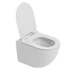 PixL WC suspendu en céramique sans bride Tornado Quiet et fixations invisibles + abattant frein de chute, blanc (CEPX010RTORPWM)