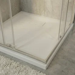 PixL 90x90 cm receveur de douche carré à poser BMC avec surface effet pierre, blanc (CERAPX9090W)