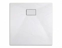 PixL 90x90 cm receveur de douche carré à poser BMC avec surface effet pierre, blanc (CERAPX9090W)