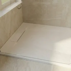 PixL 120x90 cm receveur de douche rectangulaire à poser en résine composite avec surface effet pierre, blanc (CERAPX12090W)