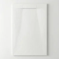 PixL 120x90 cm receveur de douche rectangulaire à poser en résine composite avec surface effet pierre, blanc (CERAPX12090W)