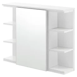 Placard Mural Harstad pour Salle de Bain Porte avec Miroir 64 x 80 x 20 cm Blanc en.casa