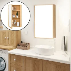 Placard mural Ikorfat pour salle de bain porte avec miroir 61 x 35 x 14 cm en.casa