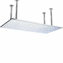 plafonnier chrome LED 80x40 cm avec 4 piliers