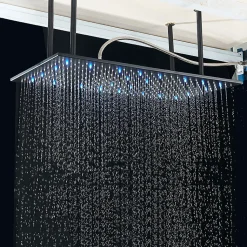 Plafonnier noir mat LED 80x40 avec 4 piliers