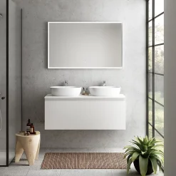 Plan de toilette blanc L.120 x l.51,5 x ép.2 cm, Pura+