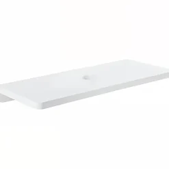 Plan de toilette blanc pour vasque ou lavabo à poser 100x50 trou central de bonde d'évacuation pré-percé SANINDUSA Emma 100 blanc