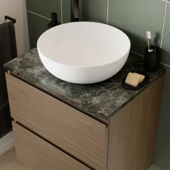 Plan de toilette effet marbre vert L.60 x l.45 x ép.2 cm, GoodHome Cadélia