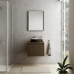 Plan de toilette finition effet noyer L.60 x l.51,5 x ép.2 cm, Pura+