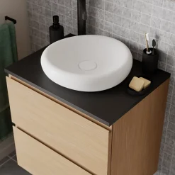 Plan de toilette L.60 x l.45 x ép.18 cm noir mat Kentia