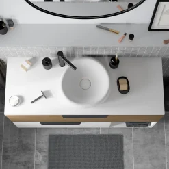 Plan de toilette L.120 x l.45 x ép.18 cm blanc mat Kentia