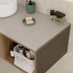 Plan de toilette L.140 x l.45 x ép.2 cm effet granite gris Cadélia