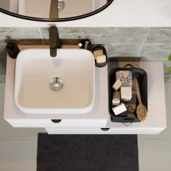 Plan de toilette L.80 x l.45 x ép.1,8 cm, beige cachemire, Kentia