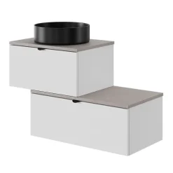 Plan de toilette L.60 x l.45 x ép.2 cm, effet granite gris, Cadélia