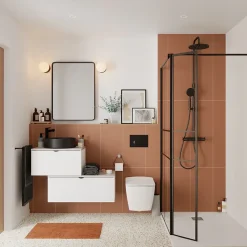 Plan de toilette L.60 x l.45 x ép.2 cm, effet granite gris, Cadélia