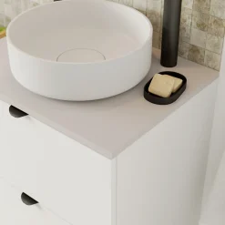 Plan de toilette L.60 x l.45 x ép.1,8 cm, beige cachemire, Kentia
