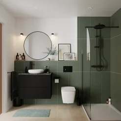 Plan de toilette L.100 x l.45 x ép.2 cm effet marbre vert Cadélia
